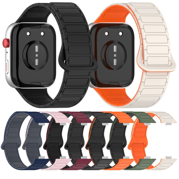 For Huawei Watch Fit3 Color Buckle Two Color Magnetic Silicone Watch Band(Midnight Blue Gray) by bashfashion