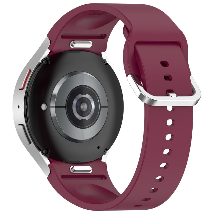 For Samsung Galaxy Watch7 40 / 44mm Solid Color Silver Buckle Quick Release Silicone Watch Band(Wine Red) by bashfashion