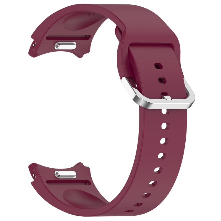 For Samsung Galaxy Watch7 40 / 44mm Solid Color Silver Buckle Quick Release Silicone Watch Band(Wine Red) by bashfashion