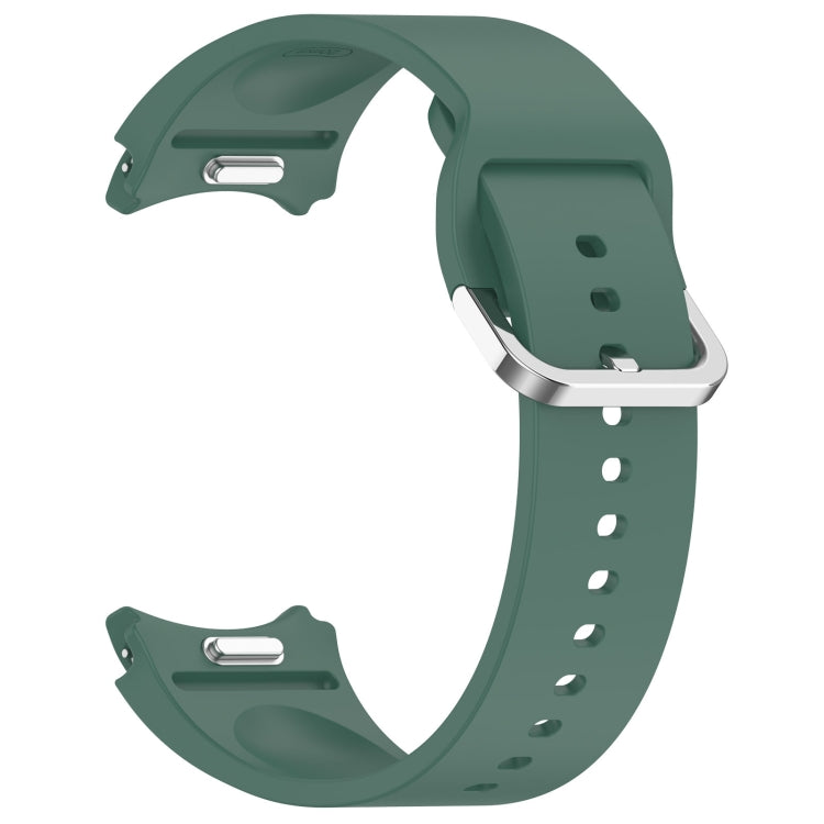 For Samsung Galaxy Watch7 40 / 44mm Solid Color Silver Buckle Quick Release Silicone Watch Band(Dark Green) by bashfashion