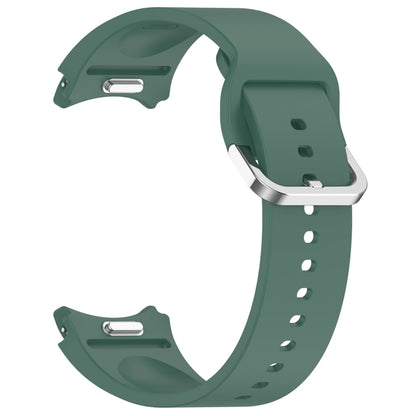 For Samsung Galaxy Watch FE 40mm Solid Color Silver Buckle Quick Release Silicone Watch Band(Dark Green) by bashfashion