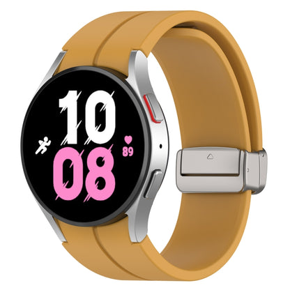 For Samsung Galaxy Watch7 40 / 44mm Magnetic Folding Silver Buckle Silicone Watch Band(Yellow) by bashfashion