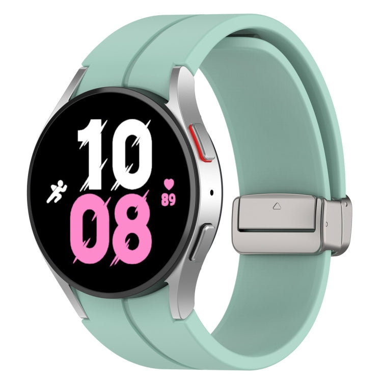 For Samsung Galaxy Watch7 40 / 44mm Magnetic Folding Silver Buckle Silicone Watch Band(Teal Green) by bashfashion