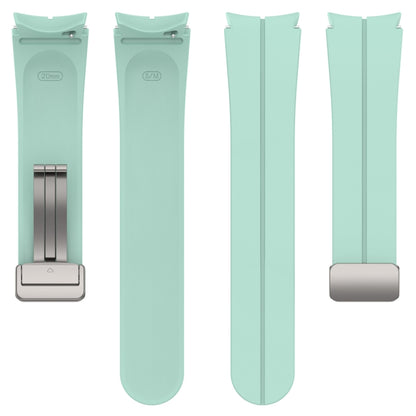For Samsung Galaxy Watch7 40 / 44mm Magnetic Folding Silver Buckle Silicone Watch Band(Teal Green) by bashfashion