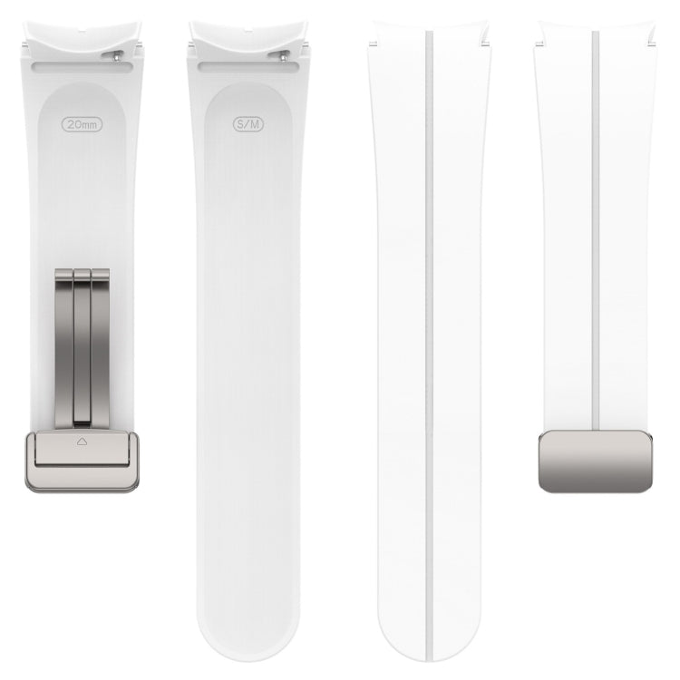 For Samsung Galaxy Watch7 40 / 44mm Magnetic Folding Silver Buckle Silicone Watch Band(White) by bashfashion