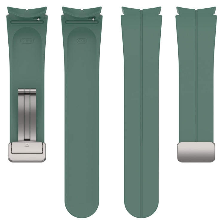 For Samsung Galaxy Watch7 40 / 44mm Magnetic Folding Silver Buckle Silicone Watch Band(Dark Green) by bashfashion