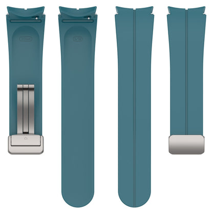 For Samsung Galaxy Watch7 40 / 44mm Magnetic Folding Silver Buckle Silicone Watch Band(Navy Green) by bashfashion