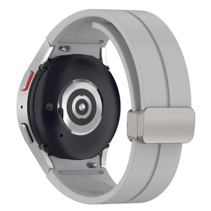 For Samsung Galaxy Watch7 40 / 44mm Magnetic Folding Silver Buckle Silicone Watch Band(Light Gray) by bashfashion