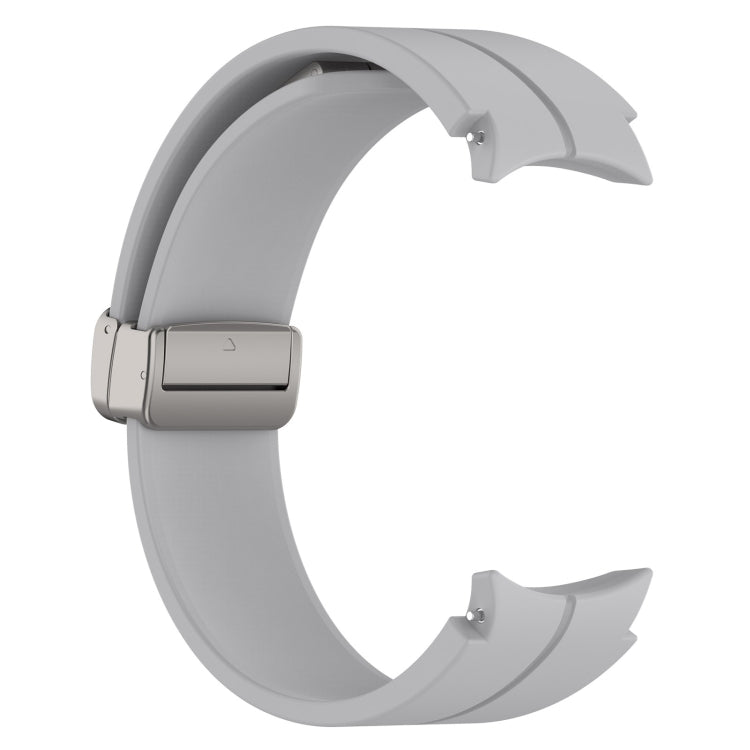 For Samsung Galaxy Watch7 40 / 44mm Magnetic Folding Silver Buckle Silicone Watch Band(Light Gray) by bashfashion