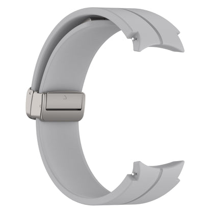 For Samsung Galaxy Watch7 40 / 44mm Magnetic Folding Silver Buckle Silicone Watch Band(Light Gray) by bashfashion