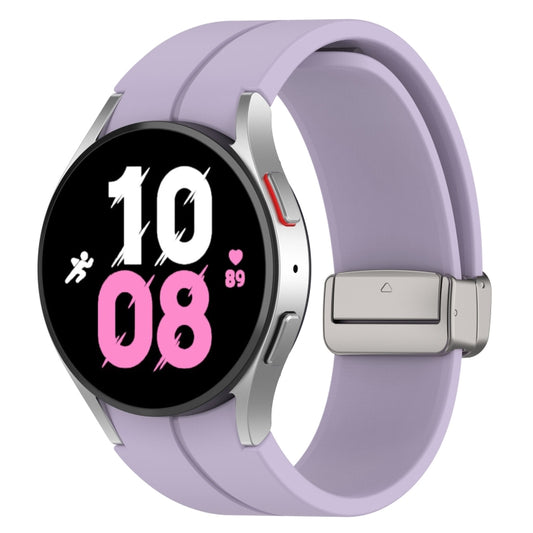 For Samsung Galaxy Watch7 40 / 44mm Magnetic Folding Silver Buckle Silicone Watch Band(Purple) by bashfashion