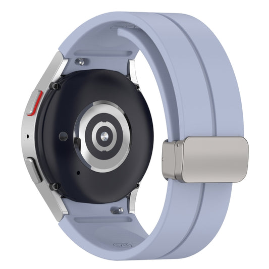 For Samsung Galaxy Watch7 40 / 44mm Magnetic Folding Silver Buckle Silicone Watch Band(Light Blue) by bashfashion