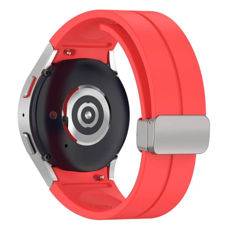 For Samsung Galaxy Watch7 40 / 44mm Magnetic Folding Silver Buckle Silicone Watch Band(Red) by bashfashion