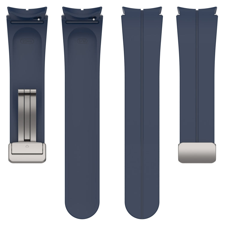 For Samsung Galaxy Watch7 40 / 44mm Magnetic Folding Silver Buckle Silicone Watch Band(Midnight Blue) by bashfashion