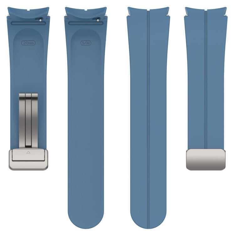 For Samsung Galaxy Watch FE 40mm Magnetic Folding Silver Buckle Silicone Watch Band(Blue) by bashfashion