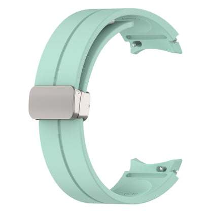 For Samsung Galaxy Watch FE 40mm Magnetic Folding Silver Buckle Silicone Watch Band(Teal Green) by bashfashion