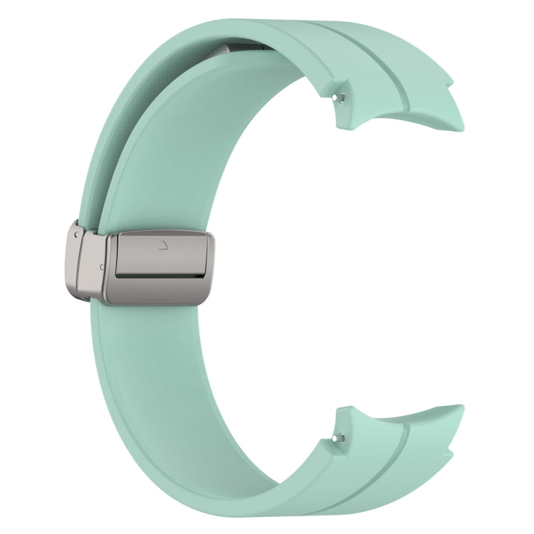 For Samsung Galaxy Watch FE 40mm Magnetic Folding Silver Buckle Silicone Watch Band(Teal Green) by bashfashion
