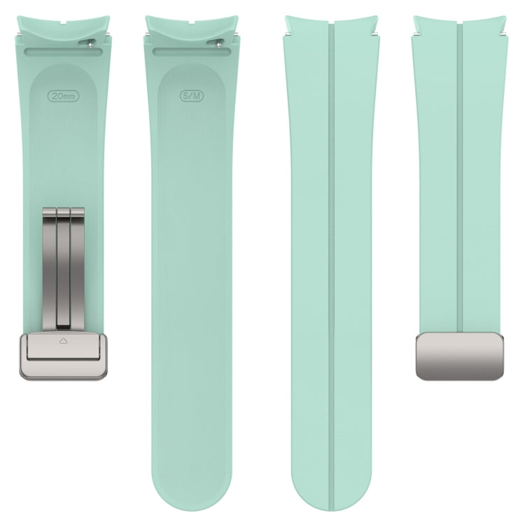 For Samsung Galaxy Watch FE 40mm Magnetic Folding Silver Buckle Silicone Watch Band(Teal Green) by bashfashion