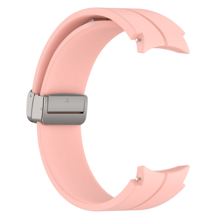 For Samsung Galaxy Watch FE 40mm Magnetic Folding Silver Buckle Silicone Watch Band(Light Pink) by bashfashion