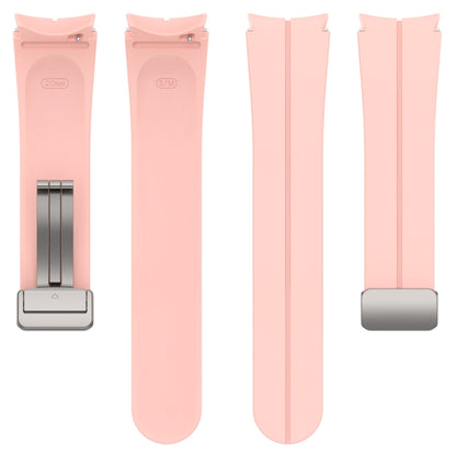 For Samsung Galaxy Watch FE 40mm Magnetic Folding Silver Buckle Silicone Watch Band(Light Pink) by bashfashion