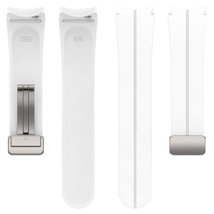 For Samsung Galaxy Watch FE 40mm Magnetic Folding Silver Buckle Silicone Watch Band(White) by bashfashion