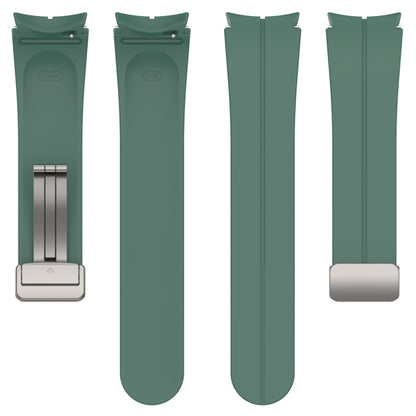 For Samsung Galaxy Watch FE 40mm Magnetic Folding Silver Buckle Silicone Watch Band(Dark Green) by bashfashion