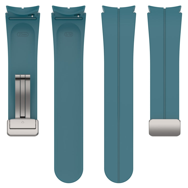 For Samsung Galaxy Watch FE 40mm Magnetic Folding Silver Buckle Silicone Watch Band(Navy Green) by bashfashion