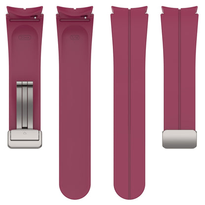 For Samsung Galaxy Watch FE 40mm Magnetic Folding Silver Buckle Silicone Watch Band(Wine Red) by bashfashion