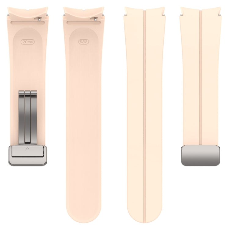 For Samsung Galaxy Watch FE 40mm Magnetic Folding Silver Buckle Silicone Watch Band(Pink) by bashfashion