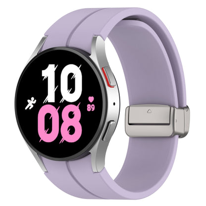 For Samsung Galaxy Watch FE 40mm Magnetic Folding Silver Buckle Silicone Watch Band(Purple) by bashfashion