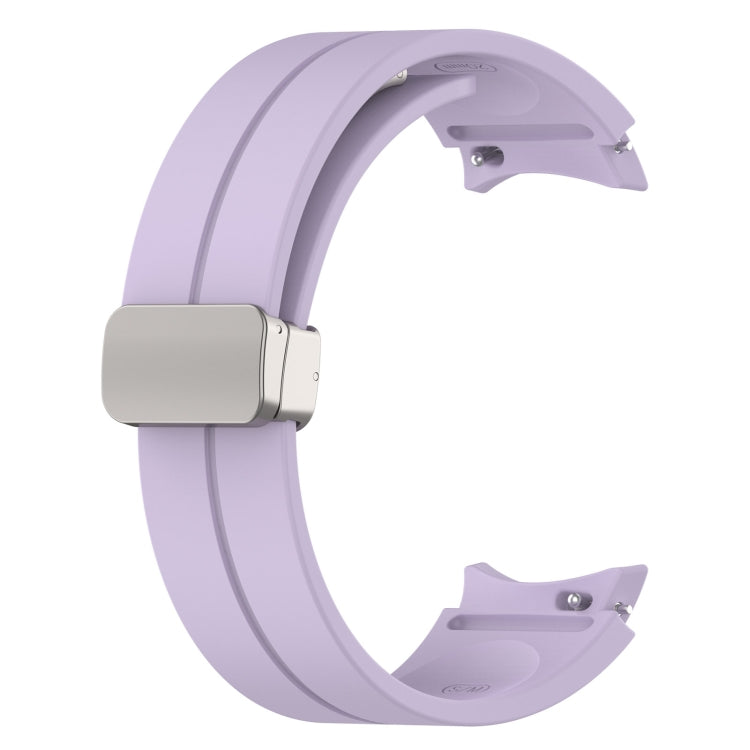 For Samsung Galaxy Watch FE 40mm Magnetic Folding Silver Buckle Silicone Watch Band(Purple) by bashfashion