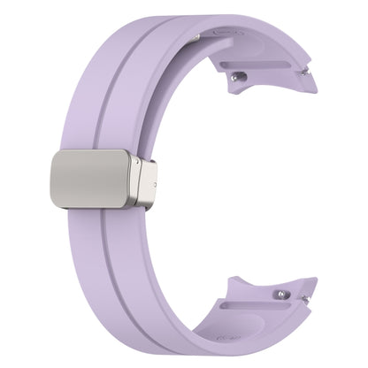 For Samsung Galaxy Watch FE 40mm Magnetic Folding Silver Buckle Silicone Watch Band(Purple) by bashfashion