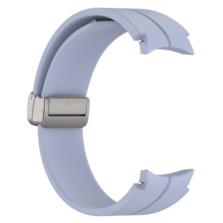 For Samsung Galaxy Watch FE 40mm Magnetic Folding Silver Buckle Silicone Watch Band(Light Blue) by bashfashion