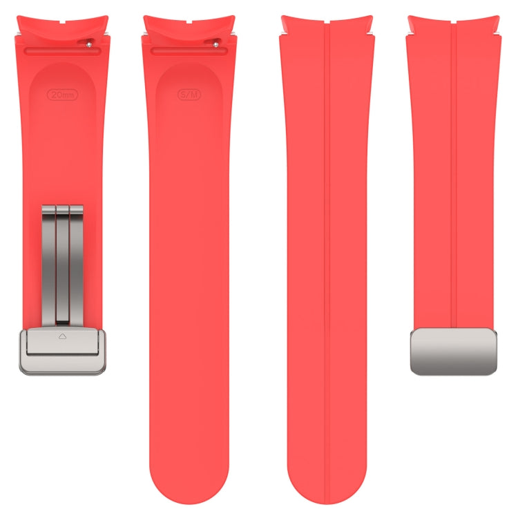 For Samsung Galaxy Watch FE 40mm Magnetic Folding Silver Buckle Silicone Watch Band(Red) by bashfashion