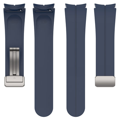 For Samsung Galaxy Watch FE 40mm Magnetic Folding Silver Buckle Silicone Watch Band(Midnight Blue) by bashfashion