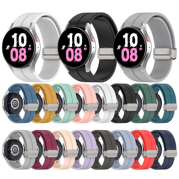 For Samsung Galaxy Watch7 40 / 44mm Magnetic Folding Silver Buckle Silicone Watch Band(Wine Red) by bashfashion