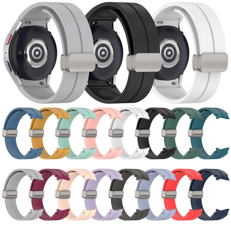 For Samsung Galaxy Watch7 40 / 44mm Magnetic Folding Silver Buckle Silicone Watch Band(Teal Green) by bashfashion