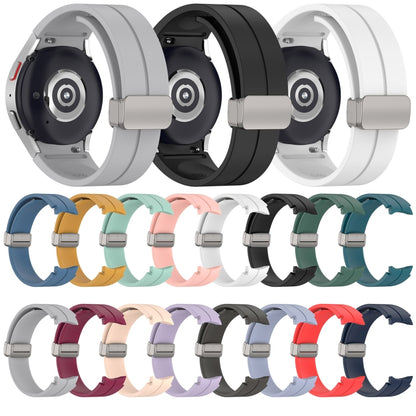 For Samsung Galaxy Watch7 40 / 44mm Magnetic Folding Silver Buckle Silicone Watch Band(Blue) by bashfashion