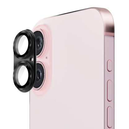 For iPhone 16 / 16 Plus ENKAY Aluminium Alloy Tempered Glass Lens Cover Film(Black) by ENKAY