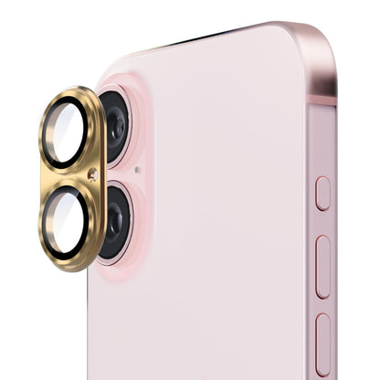 For iPhone 16 / 16 Plus ENKAY Aluminium Alloy Tempered Glass Lens Cover Film(Golden) by ENKAY