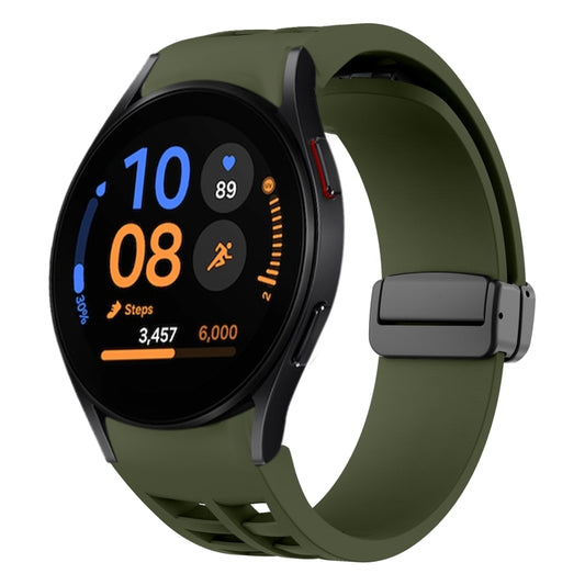 Fof Samsung Galaxy Watch FE 40mm Richard Magnetic Folding Black Buckle Silicone Watch Band(Army Green) by bashfashion