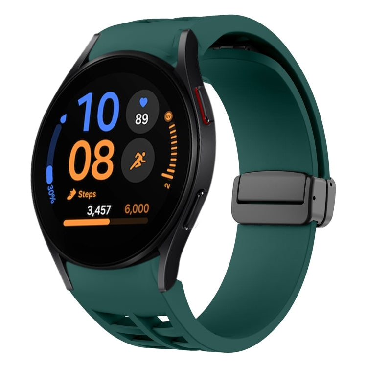 Fof Samsung Galaxy Watch FE 40mm Richard Magnetic Folding Black Buckle Silicone Watch Band(Dark Green) by bashfashion