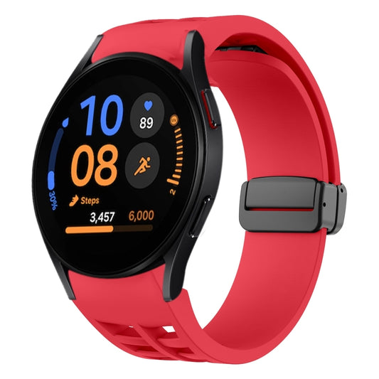 Fof Samsung Galaxy Watch FE 40mm Richard Magnetic Folding Black Buckle Silicone Watch Band(Red) by bashfashion
