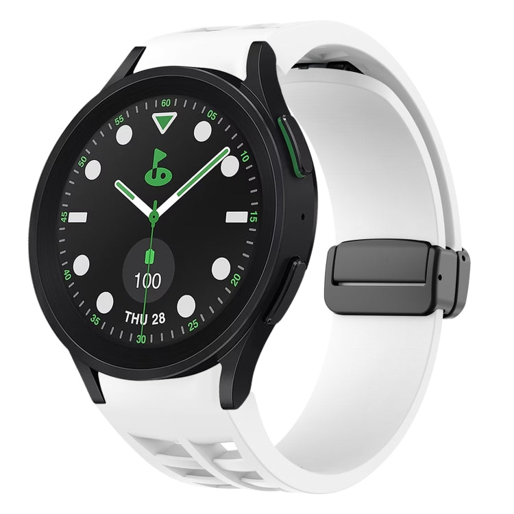 For Sansung Galaxy Watch 5 Pro Golf Edition Richard Magnetic Folding Black Buckle Silicone Watch Band(White) by bashfashion