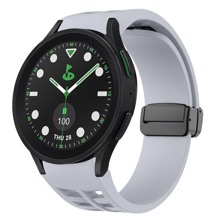 For Sansung Galaxy Watch 5 Pro Golf Edition Richard Magnetic Folding Black Buckle Silicone Watch Band(Light Gray) by bashfashion