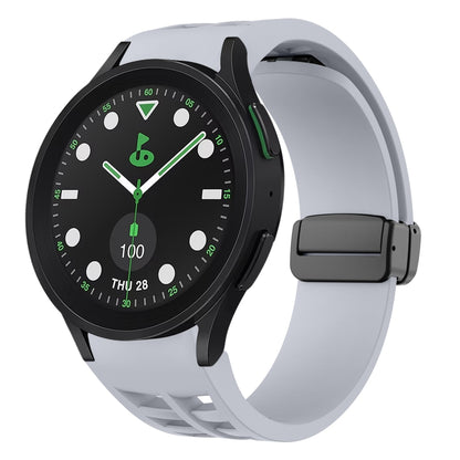For Sansung Galaxy Watch 5 Pro Golf Edition Richard Magnetic Folding Black Buckle Silicone Watch Band(Light Gray) by bashfashion