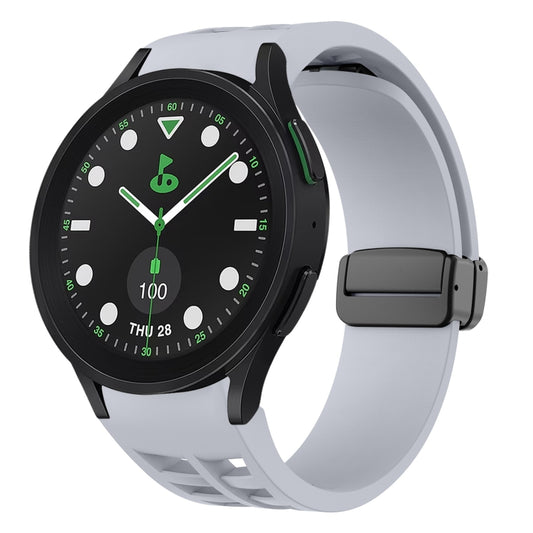 For Sansung Galaxy Watch 5 Pro Golf Edition Richard Magnetic Folding Black Buckle Silicone Watch Band(Light Gray) by bashfashion