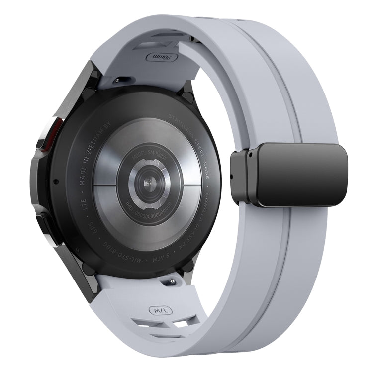 For Sansung Galaxy Watch 5 Pro Golf Edition Richard Magnetic Folding Black Buckle Silicone Watch Band(Light Gray) by bashfashion