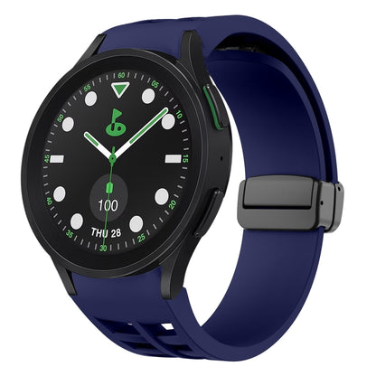 For Sansung Galaxy Watch 5 Pro Golf Edition Richard Magnetic Folding Black Buckle Silicone Watch Band(Midnight Blue) by bashfashion