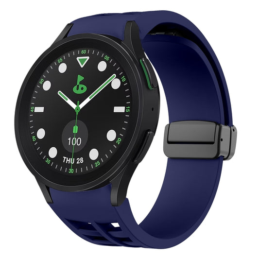 For Sansung Galaxy Watch 5 Pro Golf Edition Richard Magnetic Folding Black Buckle Silicone Watch Band(Midnight Blue) by bashfashion
